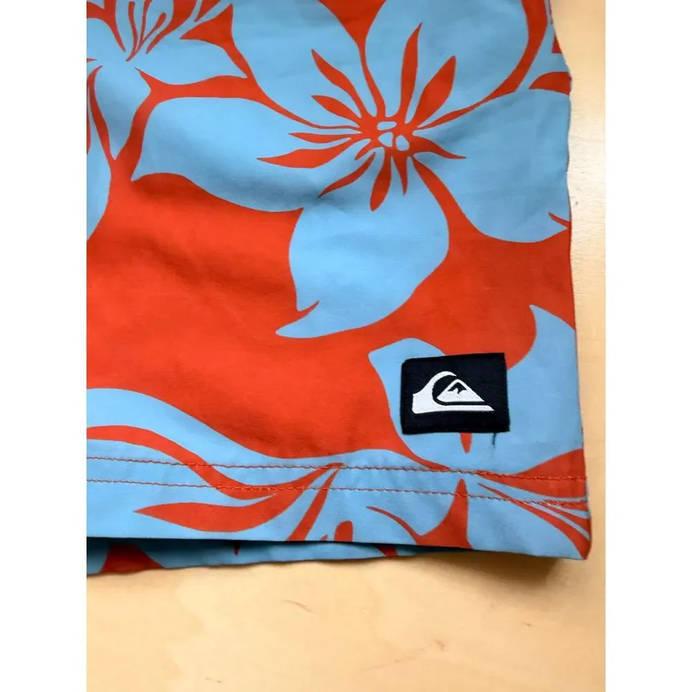 Quiksilver waterman boardshorts blue orange floral size med